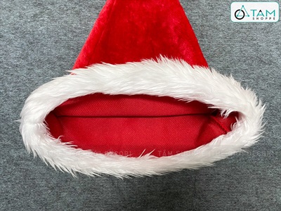 Nón Noel vải nhung xịn viền lông thú [Cao cấp - ĐK 32cm] NON-X-05